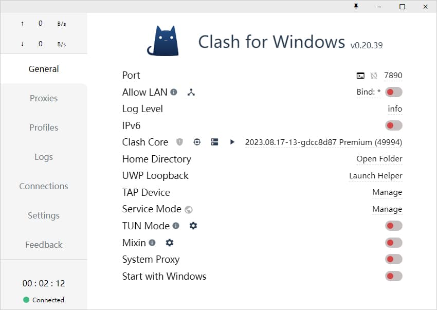 Clash for Windows 主界面